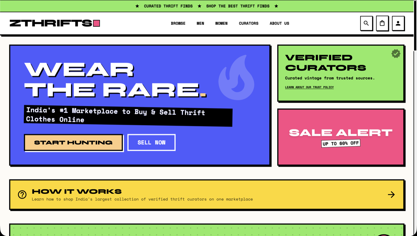 The Zthrifts marketplace buyer web app, built by Yahatech